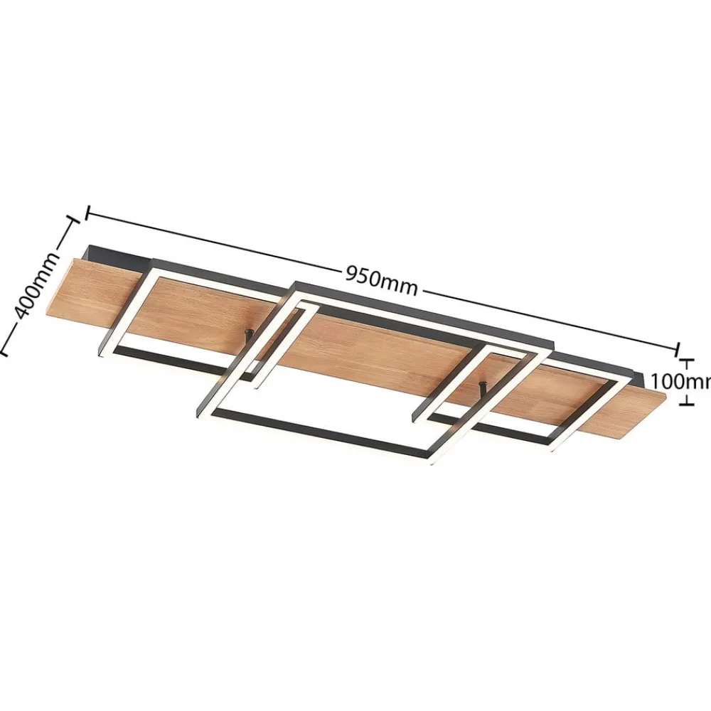 Lucande Arbejdsrum/Kontor|Loftlamper > LED-loftlampe Chariska, 95 cm, sort, træ, CCT