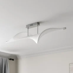 Lucande Loftlamper > LED-loftlampe Edano, 122 cm, hvid, tekstil, dæmpbar