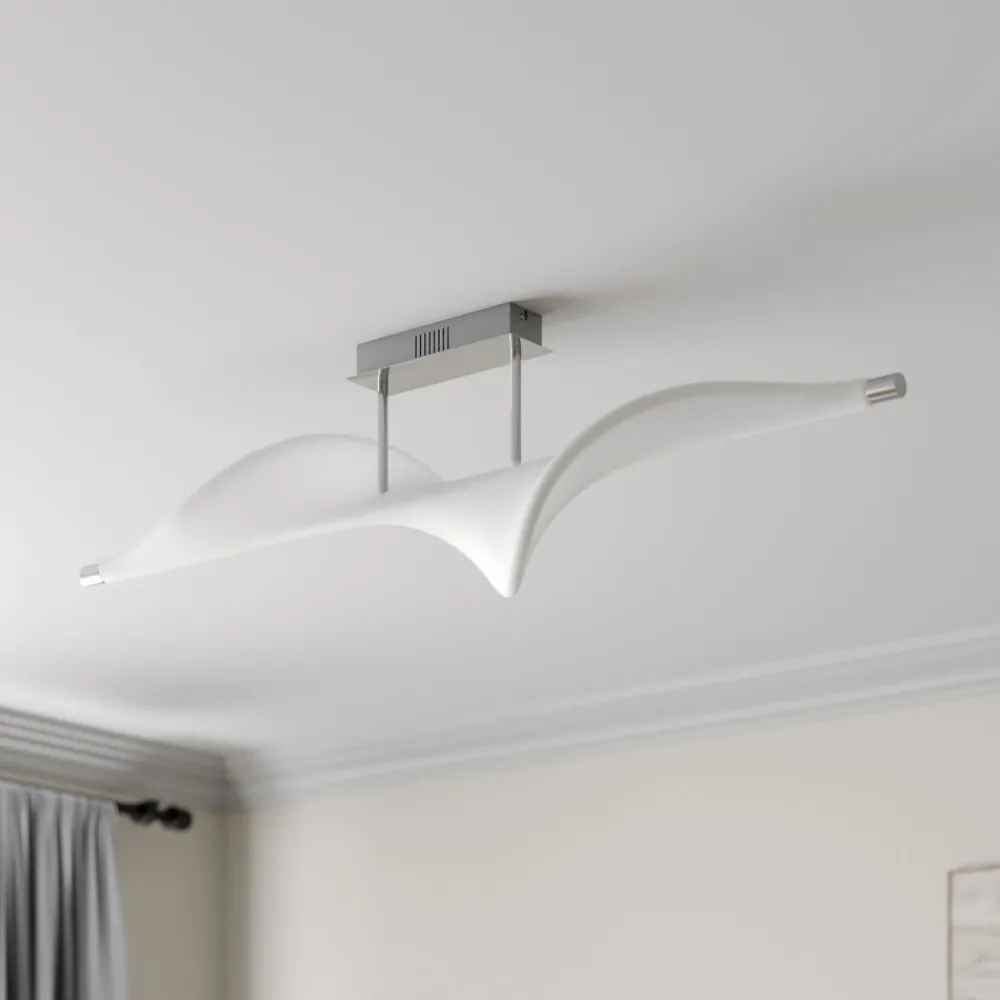 Lucande Loftlamper > LED-loftlampe Edano, 122 cm, hvid, tekstil, dæmpbar