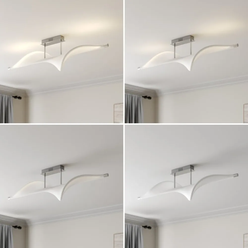 Lucande Loftlamper > LED-loftlampe Edano, 122 cm, hvid, tekstil, dæmpbar
