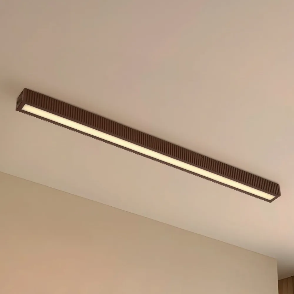 Gang|Loftlamper ^ Lucande LED-loftlampe Emara, mørkt træ, eg, dæmpbar