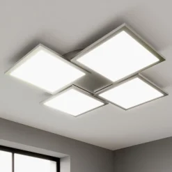 Lucande Arbejdsrum/Kontor|Loftlamper > LED-loftlampe Ilira, 4 lyskilder, sølv, CCT, dæmpbar