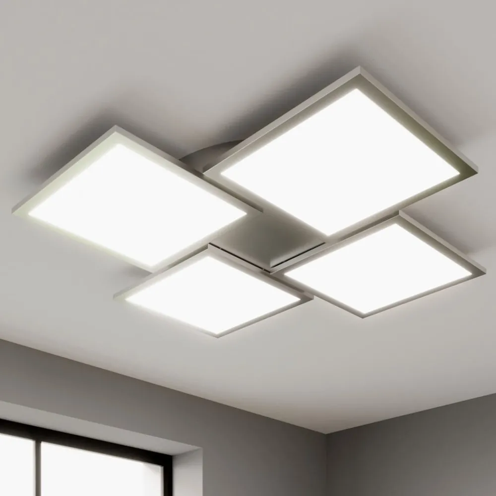 Lucande Arbejdsrum/Kontor|Loftlamper > LED-loftlampe Ilira, 4 lyskilder, sølv, CCT, dæmpbar