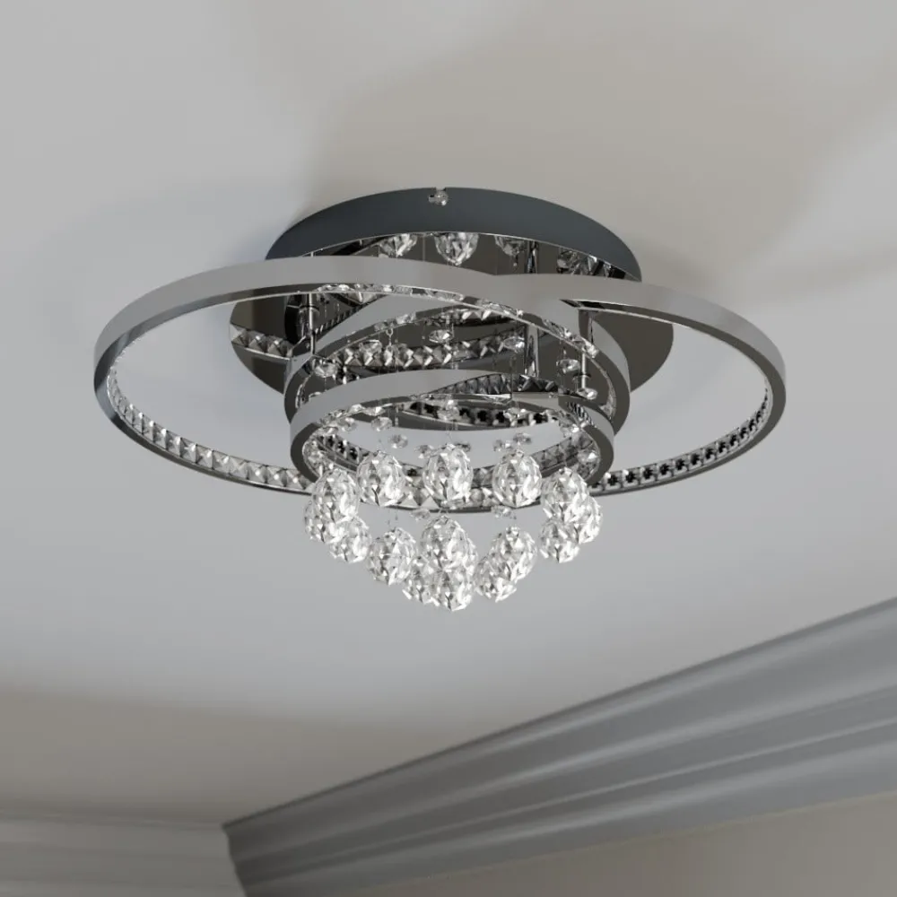 Gang|Loftlamper ^ Lucande LED-loftlampe Keely, kromfarvet, krystal, 45 cm