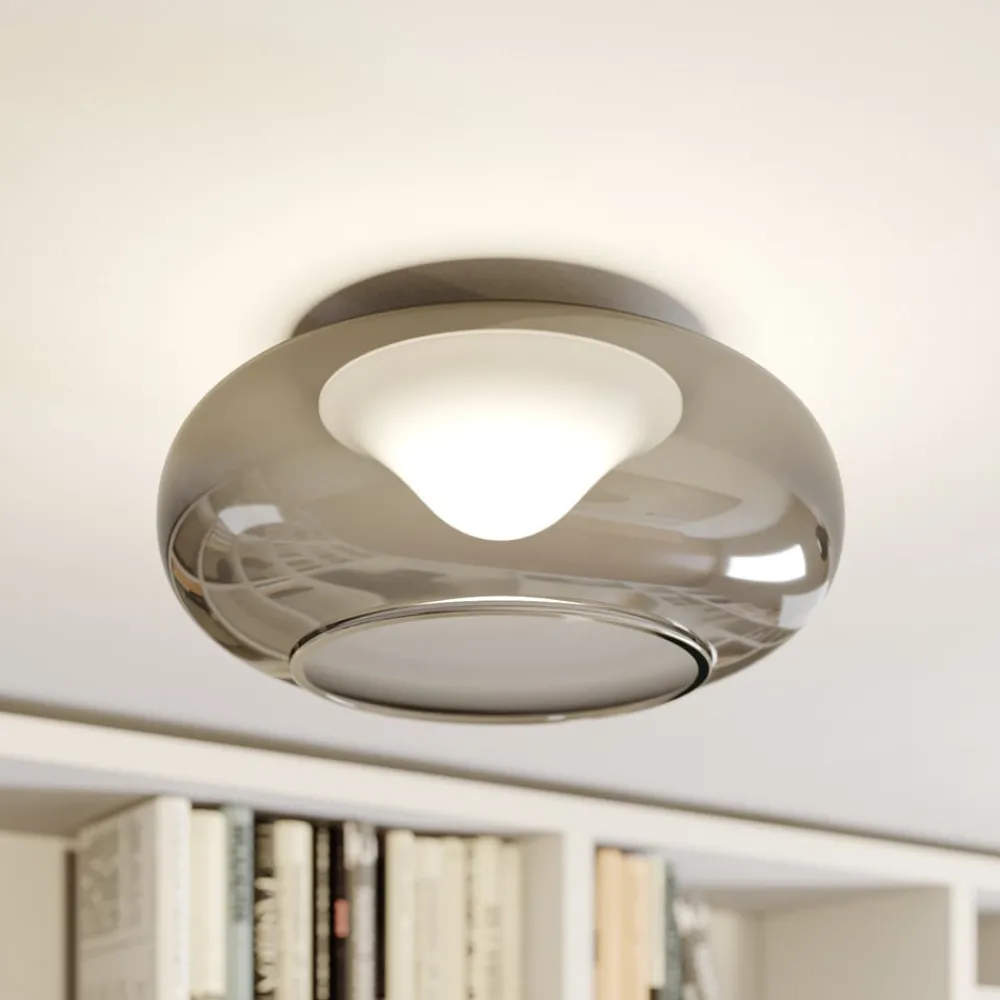 Lucande Loftlamper > LED-loftlampe Mijo, Ø 43 cm, røggrå, glas