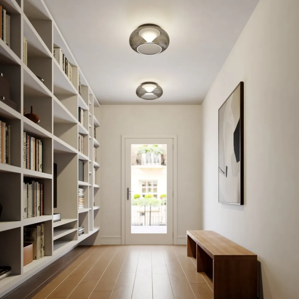 Lucande Loftlamper > LED-loftlampe Mijo, Ø 43 cm, røggrå, glas