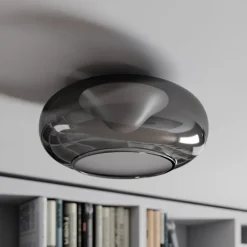 Lucande Loftlamper > LED-loftlampe Mijo, Ø 43 cm, røggrå, glas
