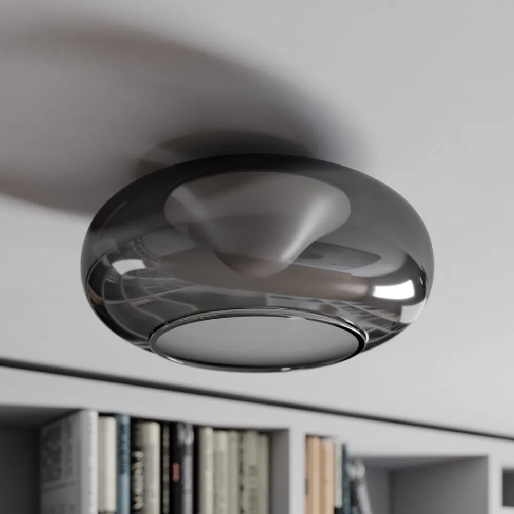 Lucande Loftlamper > LED-loftlampe Mijo, Ø 43 cm, røggrå, glas