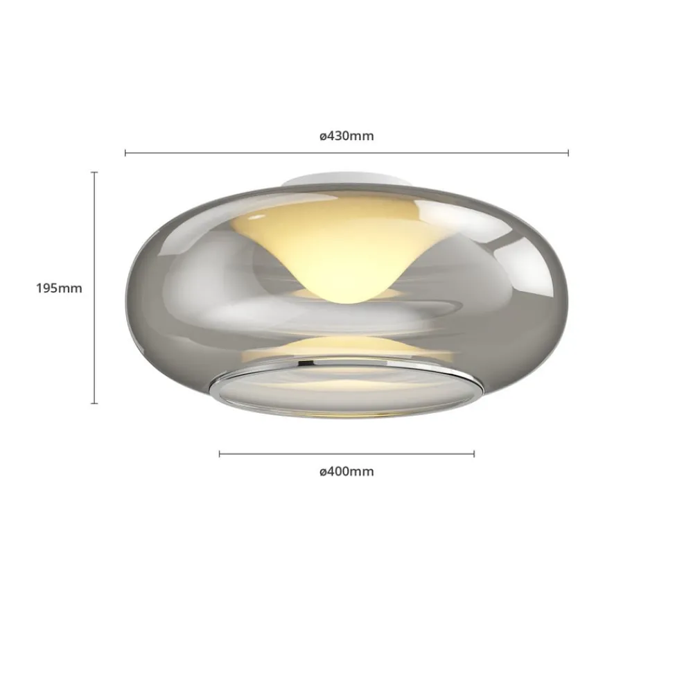 Lucande Loftlamper > LED-loftlampe Mijo, Ø 43 cm, røggrå, glas