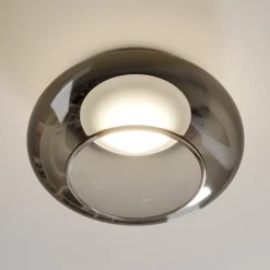 Lucande Loftlamper > LED-loftlampe Mijo, Ø 43 cm, røggrå, glas