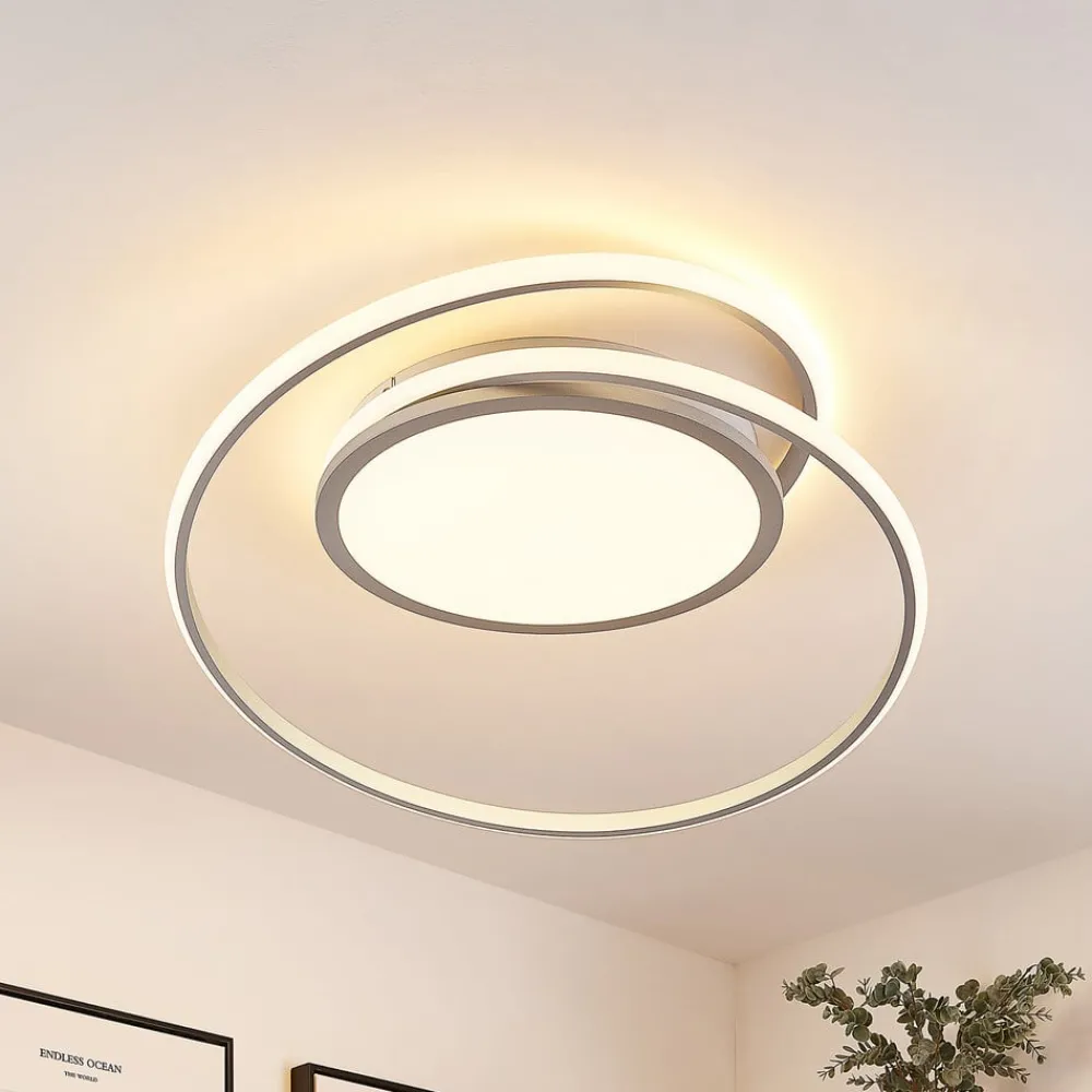 Lucande Loftlamper|Loftlamper > LED-loftlampe Noud, 65 cm, sølv, metal, CCT