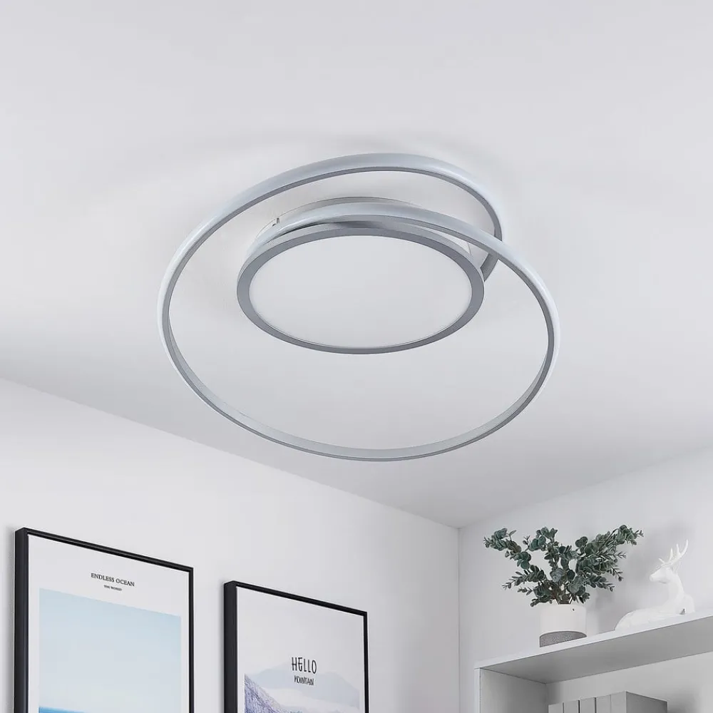 Lucande Loftlamper|Loftlamper > LED-loftlampe Noud, 65 cm, sølv, metal, CCT