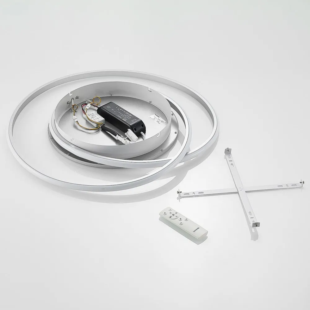 Lucande Loftlamper|Loftlamper > LED-loftlampe Noud, 65 cm, sølv, metal, CCT