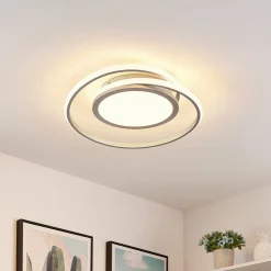 Lucande Gang|Loftlamper > LED-loftlampe Noud, 49 cm, sølv, aluminium, dæmpbar