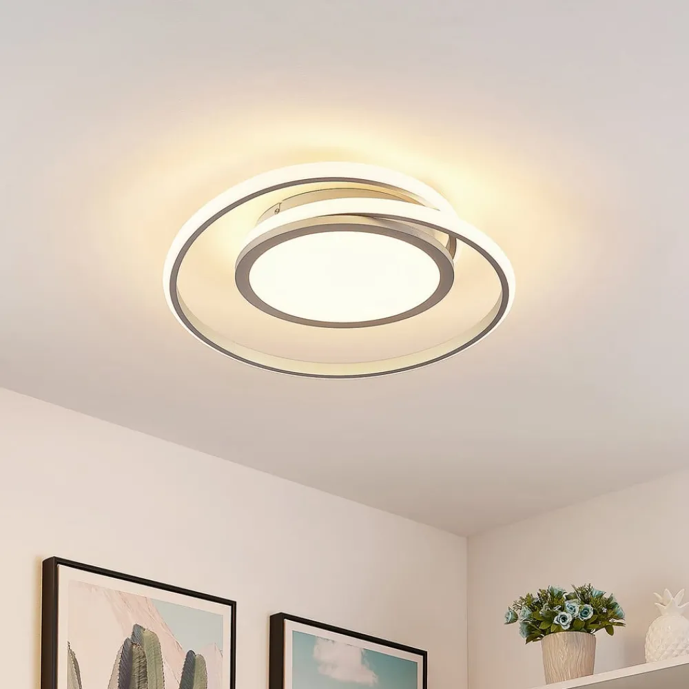 Lucande Gang|Loftlamper > LED-loftlampe Noud, 49 cm, sølv, aluminium, dæmpbar