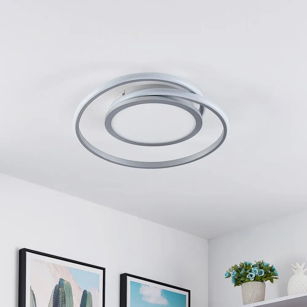 Lucande Gang|Loftlamper > LED-loftlampe Noud, 49 cm, sølv, aluminium, dæmpbar
