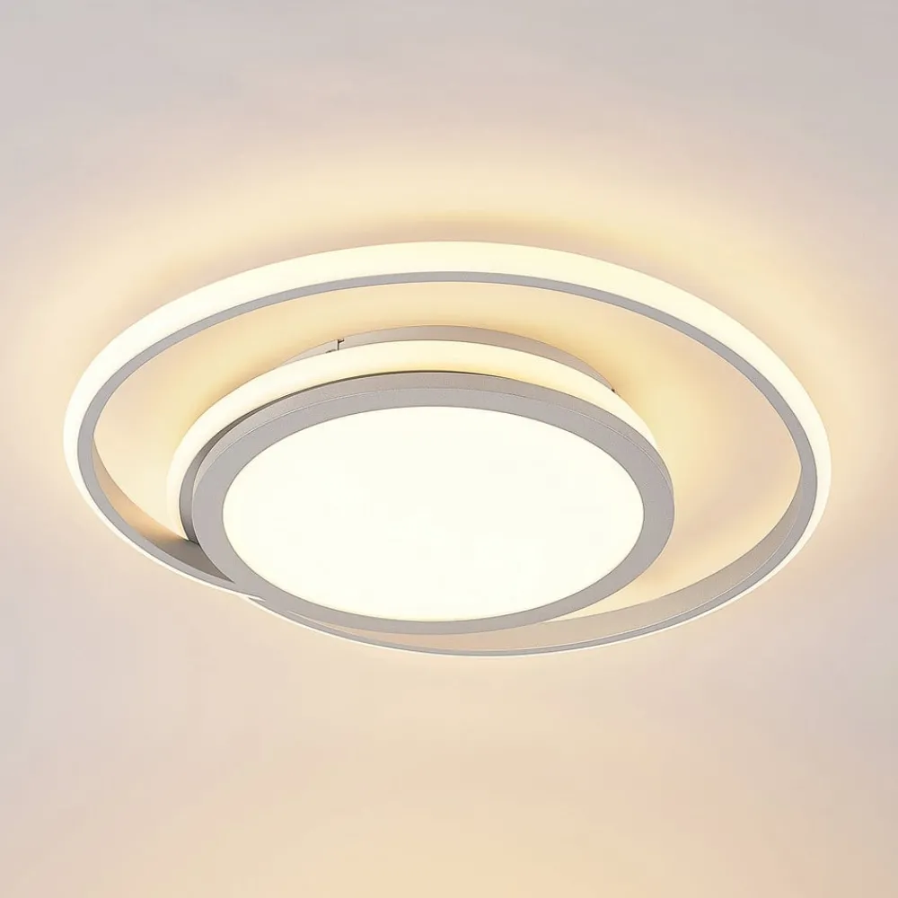 Lucande Gang|Loftlamper > LED-loftlampe Noud, 49 cm, sølv, aluminium, dæmpbar