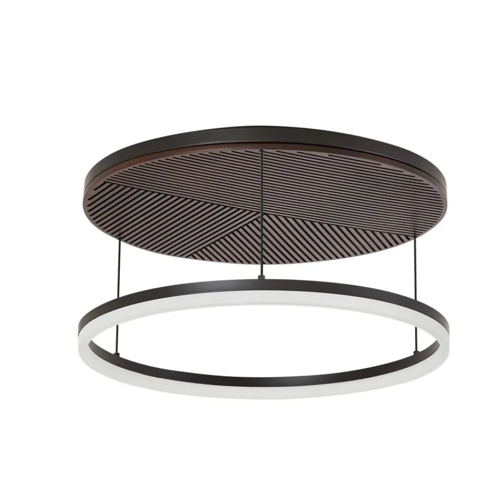 Lucande Loftlamper|Loftlamper > LED-loftlampe Orven, sort/træ, Ø50 cm, dæmpbar