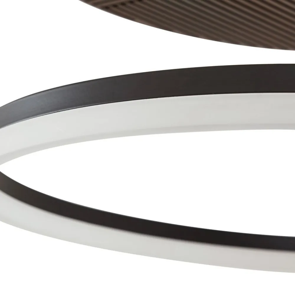 Lucande Loftlamper|Loftlamper > LED-loftlampe Orven, sort/træ, Ø50 cm, dæmpbar