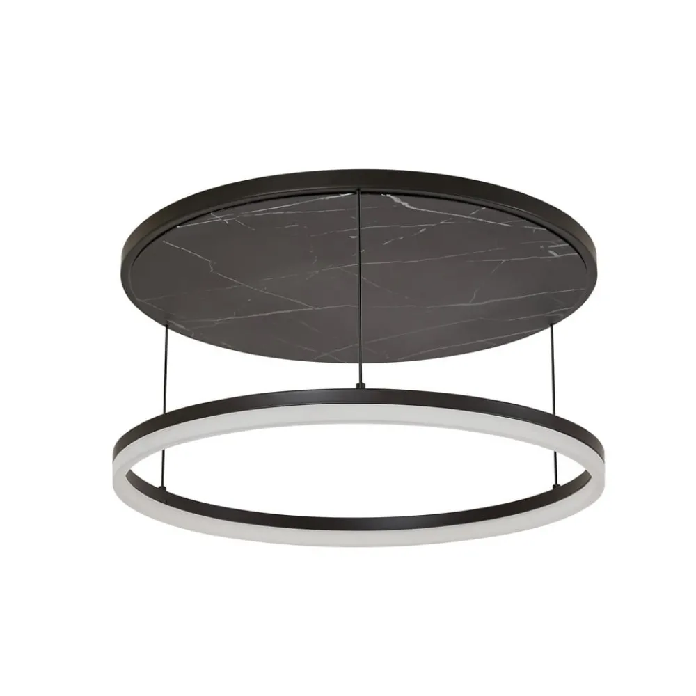 Loftlamper|Loftlamper ^ Lucande LED-loftlampe Orven, sort/marmor, Ø 50 cm, dæmpbar.