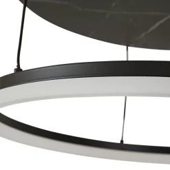 Loftlamper|Loftlamper ^ Lucande LED-loftlampe Orven, sort/marmor, Ø 50 cm, dæmpbar.