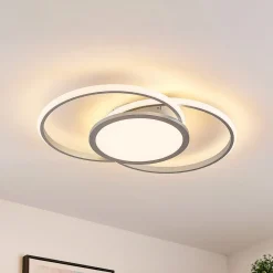 Loftlamper|Loftlamper ^ Lucande LED-loftlampe Senne, 63 cm, sølv, aluminium