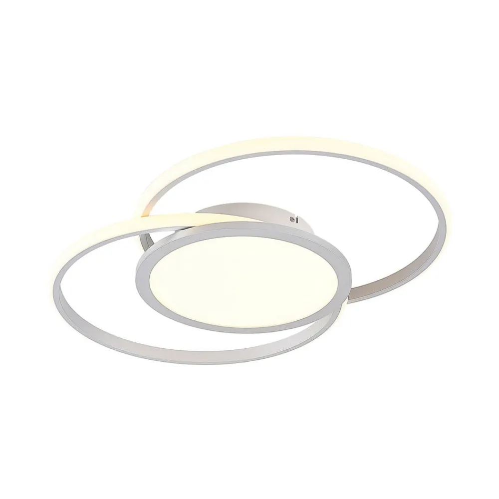 Loftlamper|Loftlamper ^ Lucande LED-loftlampe Senne, 63 cm, sølv, aluminium