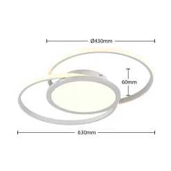 Loftlamper|Loftlamper ^ Lucande LED-loftlampe Senne, 63 cm, sølv, aluminium