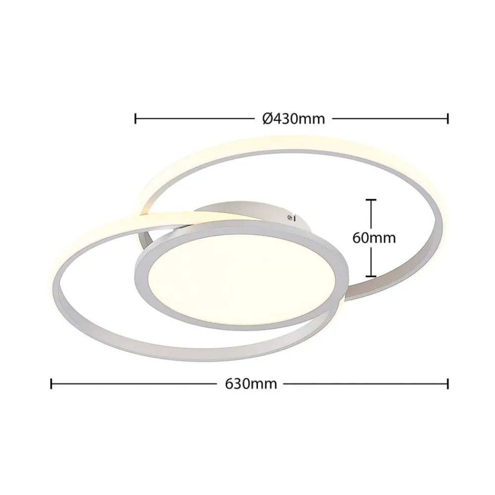 Loftlamper|Loftlamper ^ Lucande LED-loftlampe Senne, 63 cm, sølv, aluminium