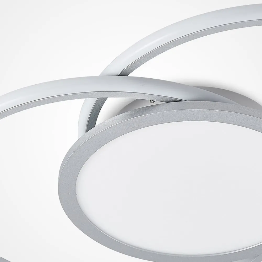 Loftlamper|Loftlamper ^ Lucande LED-loftlampe Senne, 63 cm, sølv, aluminium