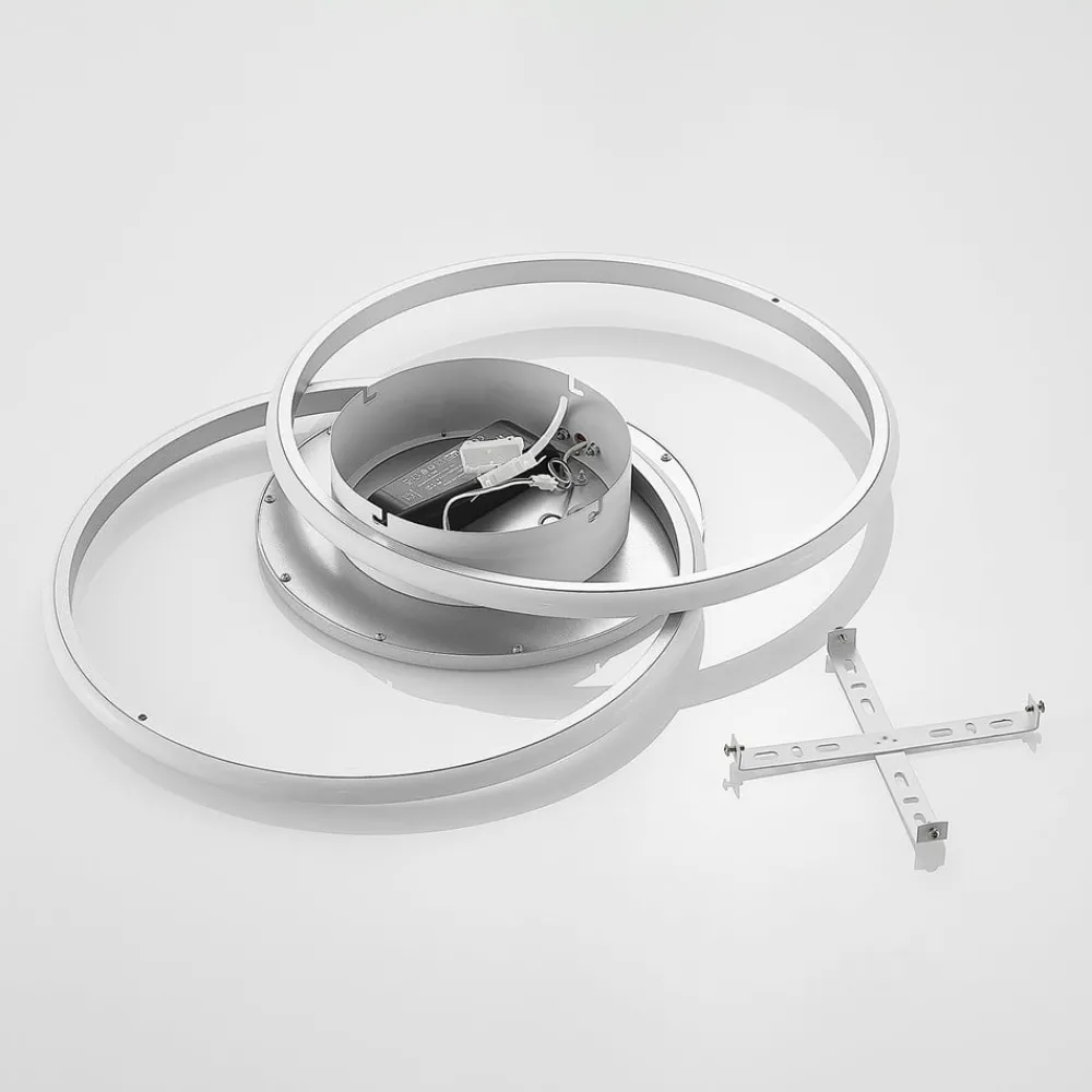 Loftlamper|Loftlamper ^ Lucande LED-loftlampe Senne, 63 cm, sølv, aluminium