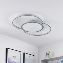 Gang|Loftlamper ^ Lucande LED-loftlampe Senne, CCT, sølv, metal