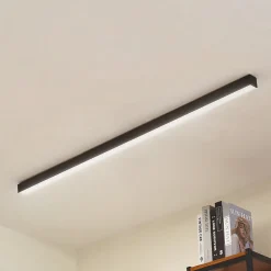 Gang|Loftlamper ^ Lucande LED-loftlampe Teniona, 132 cm, sort, aluminium