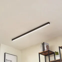 Gang|Loftlamper ^ Lucande LED-loftlampe Teniona, 132 cm, sort, aluminium