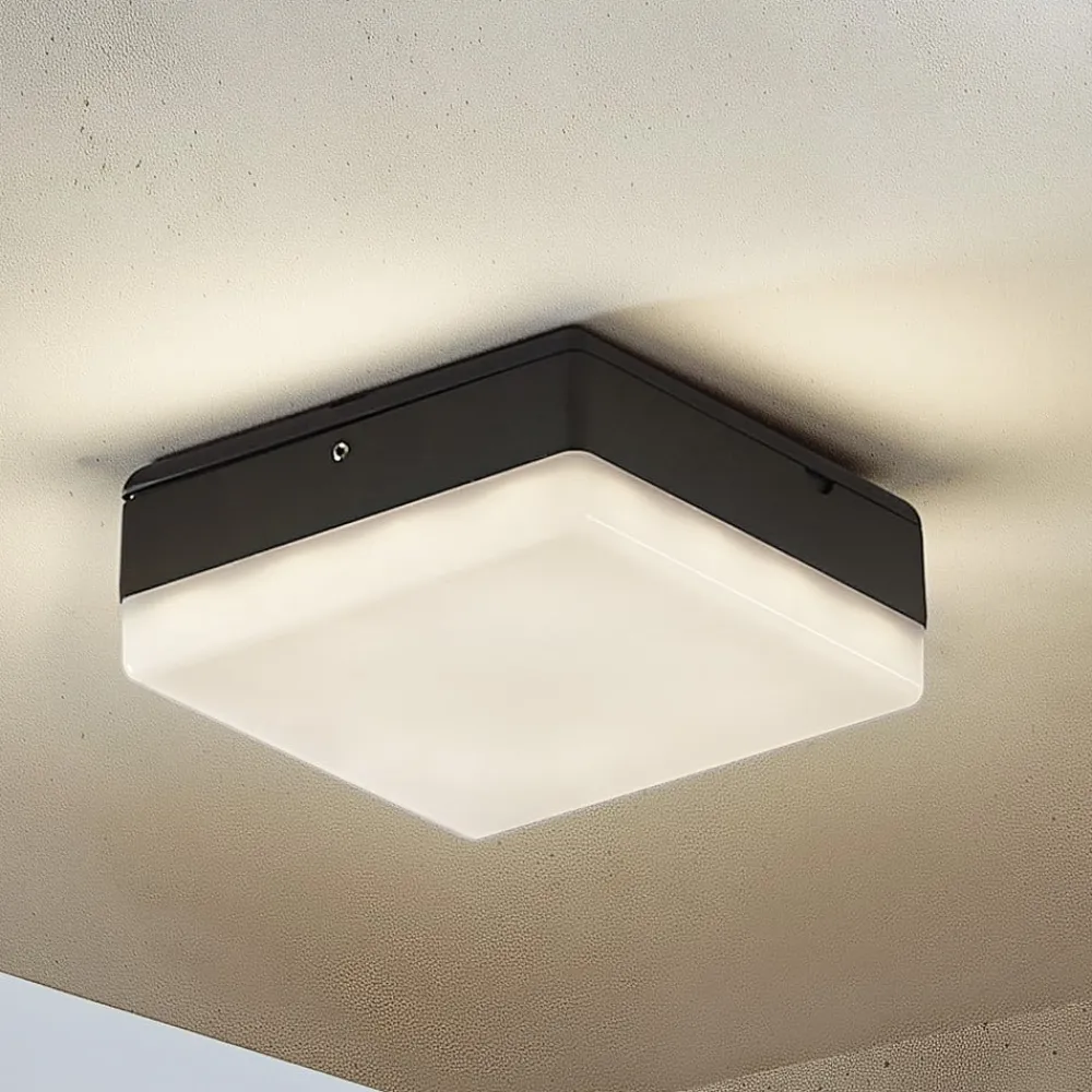 Lucande Udendørs Loftlamper > LED-loftlampe Thilo, 16 cm, antracit, sensor, IP54