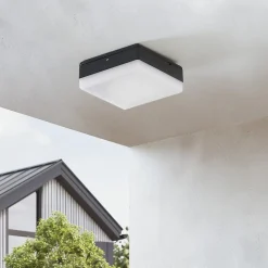 Lucande Udendørs Loftlamper > LED-loftlampe Thilo, 16 cm, antracit, sensor, IP54
