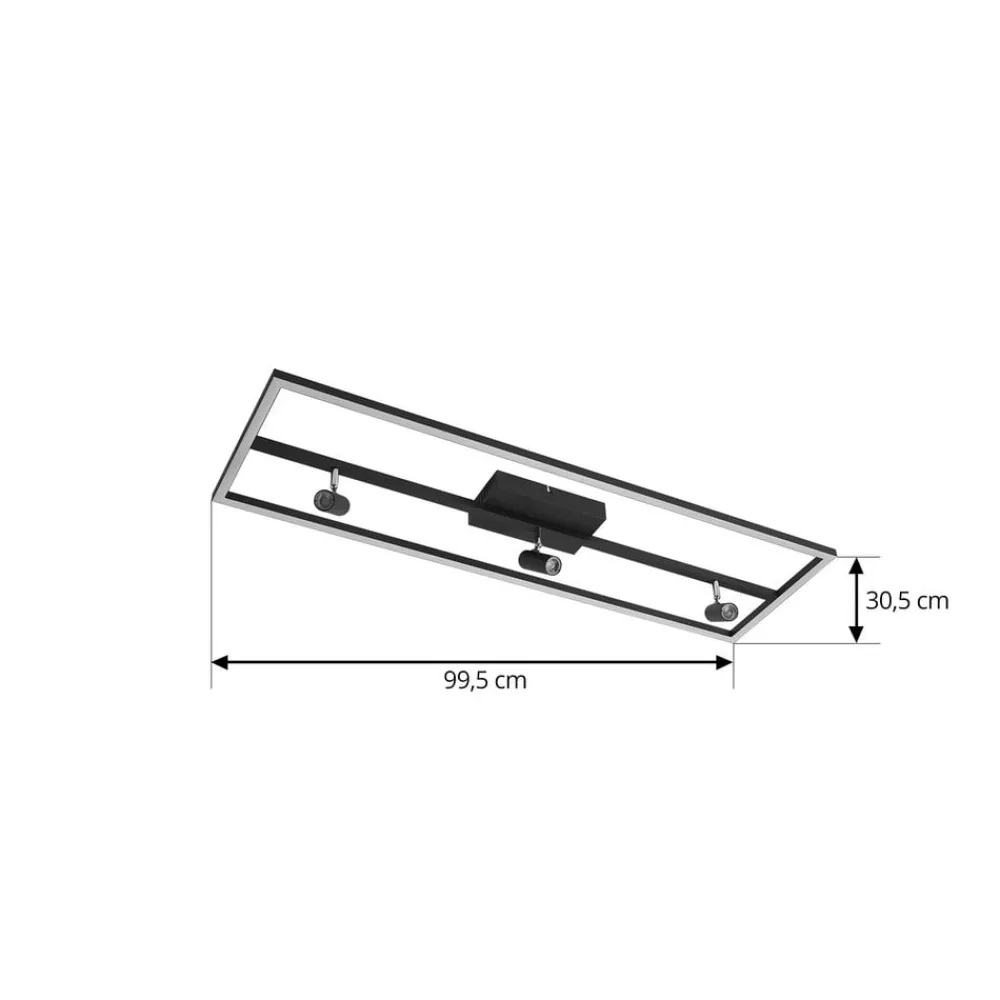 Lucande Loftlamper|Loftlamper > LED-loftlampe Yvor, 99,5 cm, sort, drejelig