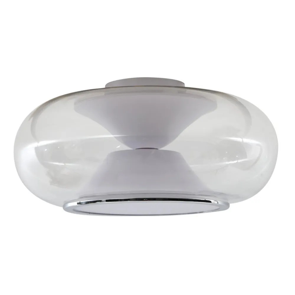 Loftlamper ^ Lucande LED-loftslampe Orasa, glas, hvid/klar, Ø 43 cm