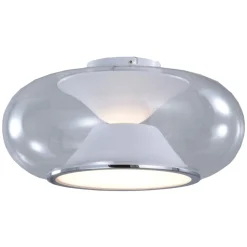 Loftlamper ^ Lucande LED-loftslampe Orasa, glas, hvid/klar, Ø 43 cm