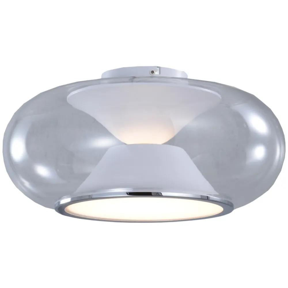 Loftlamper ^ Lucande LED-loftslampe Orasa, glas, hvid/klar, Ø 43 cm