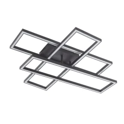 Loftlamper|Loftlamper ^ Lucande LED-loftslampe Tjado, 94 cm lang, sort, metal