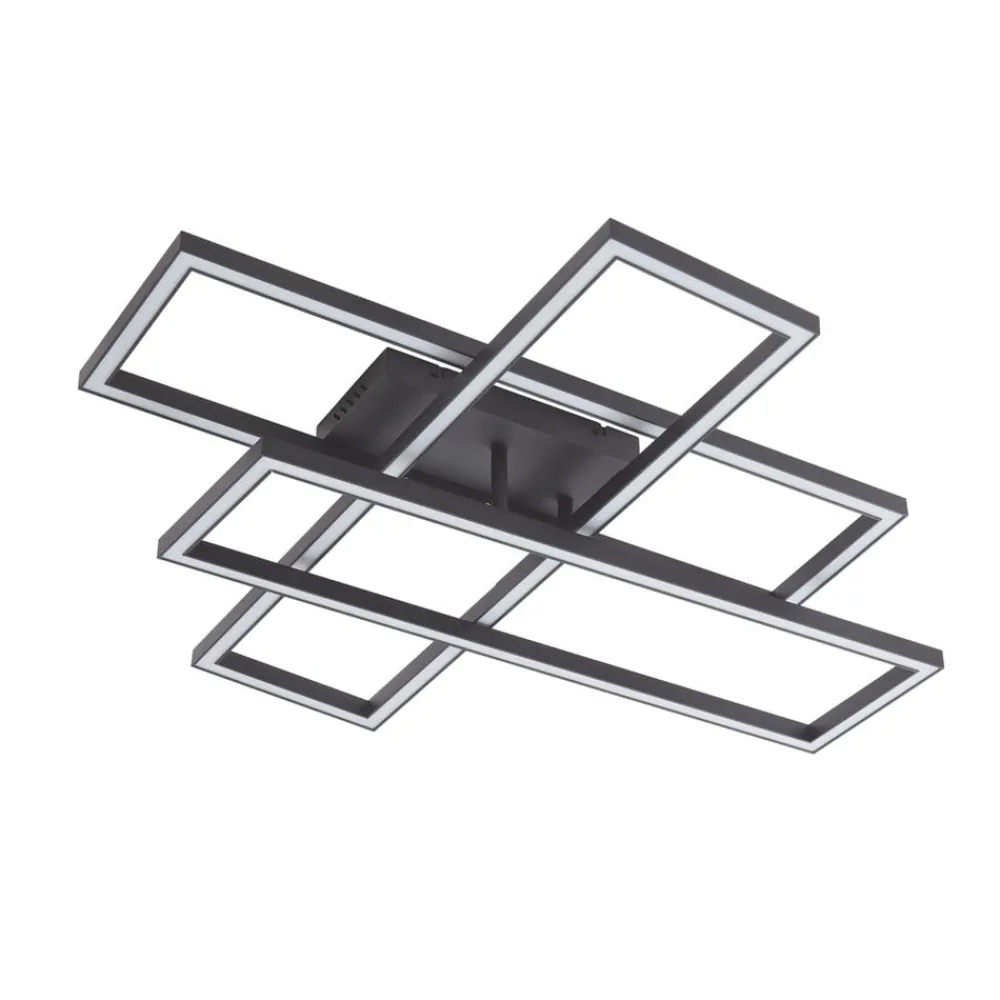 Loftlamper|Loftlamper ^ Lucande LED-loftslampe Tjado, 94 cm lang, sort, metal