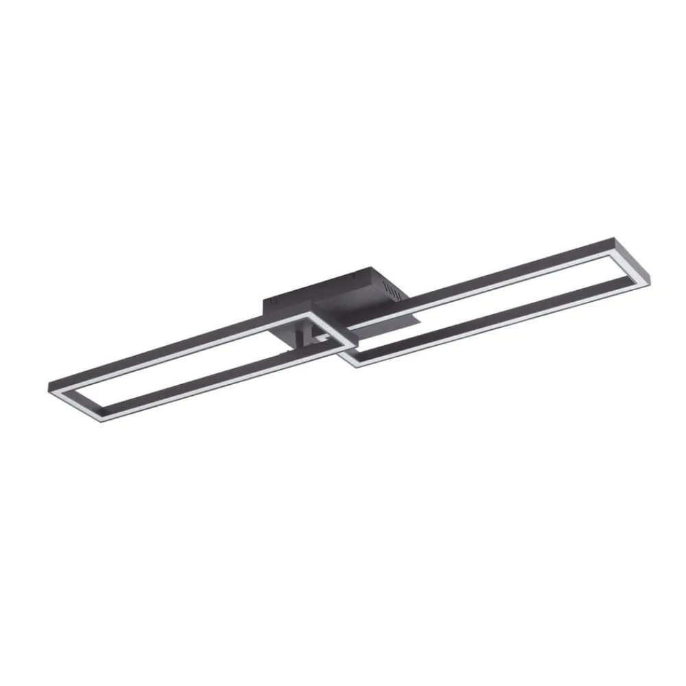 Loftlamper ^ Lucande LED-loftslampe Tjado, 100 cm lang, sort, metal