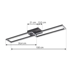 Loftlamper ^ Lucande LED-loftslampe Tjado, 100 cm lang, sort, metal