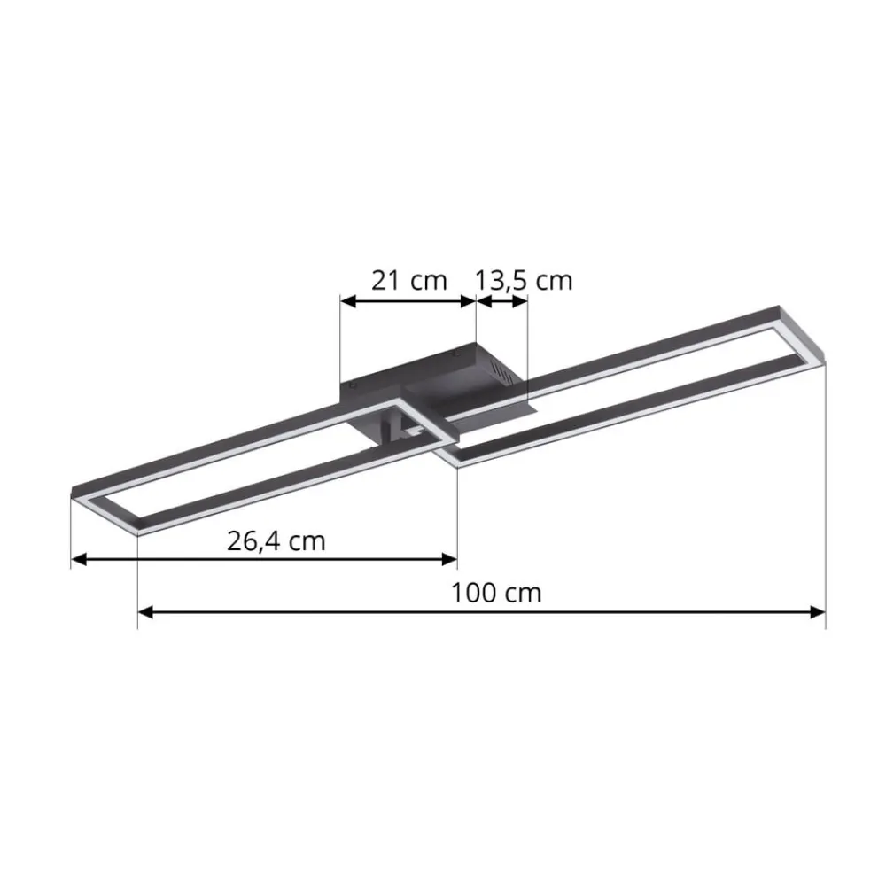 Loftlamper ^ Lucande LED-loftslampe Tjado, 100 cm lang, sort, metal