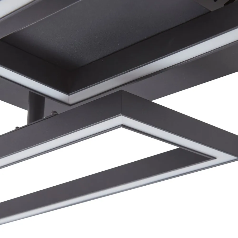 Loftlamper ^ Lucande LED-loftslampe Tjado, 100 cm lang, sort, metal