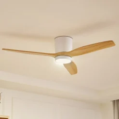 Loftventilatorer ^ Lucande LED-loftventilator Faipari, hvid, DC, støjsvag, 132 cm