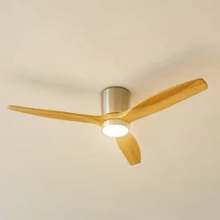 Loftventilatorer ^ Lucande LED-loftventilator Faipari, nikkel, DC, lydsvag, 132 cm
