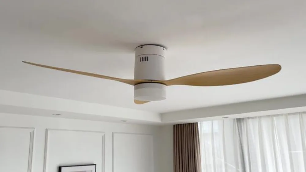 Loftventilatorer ^ Lucande LED-loftventilator Kayu, hvid/træ, DC, 132 cm