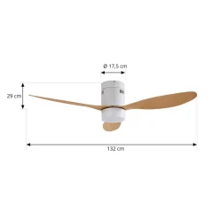 Loftventilatorer ^ Lucande LED-loftventilator Kayu, hvid/træ, DC, 132 cm